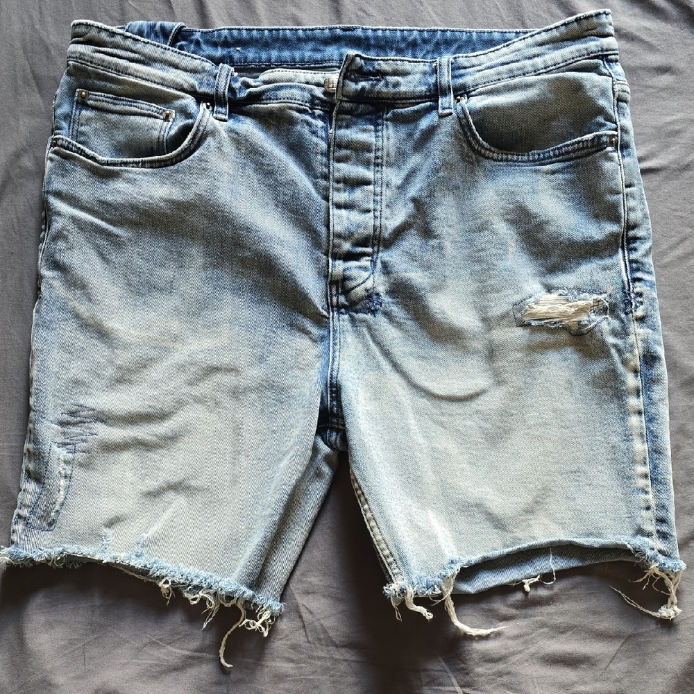 Ksubi Light Blue Distressed Jean Shorts